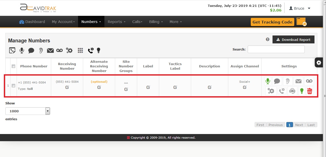 Assign Marketing channels to call tracking numbers 19