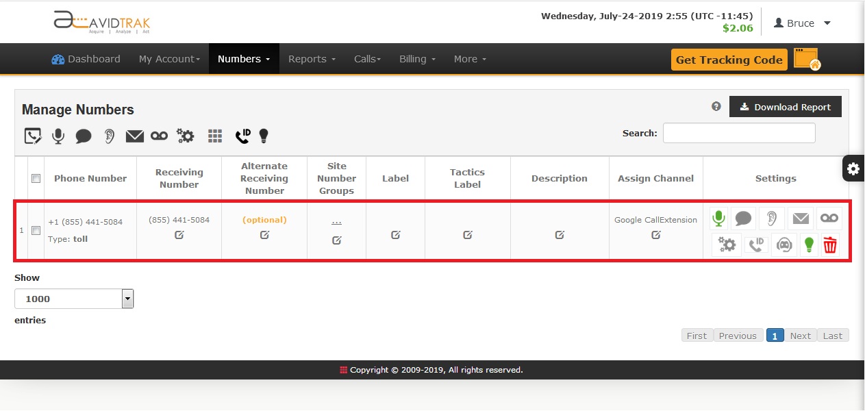 Assign Marketing channels to call tracking numbers 20