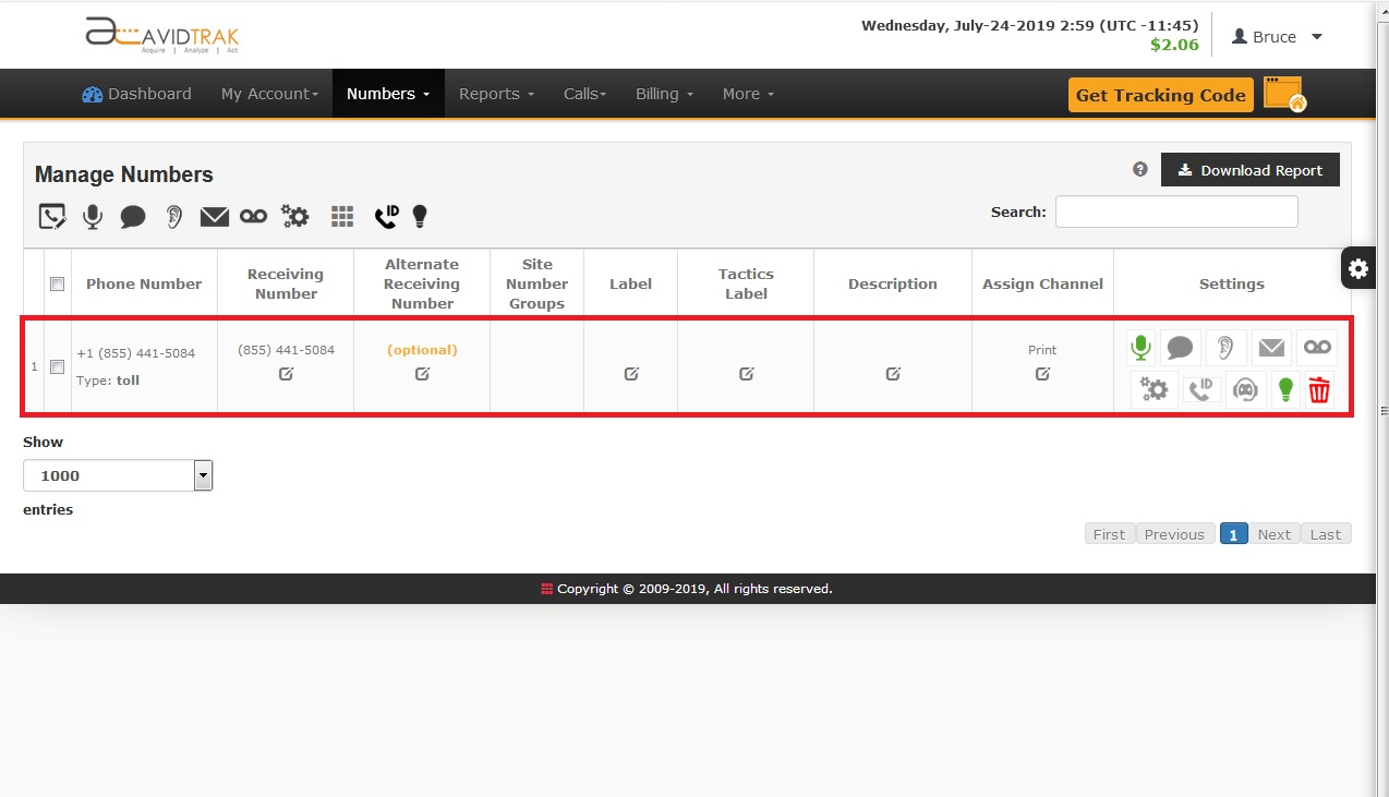 Assign Marketing channels to call tracking numbers 20