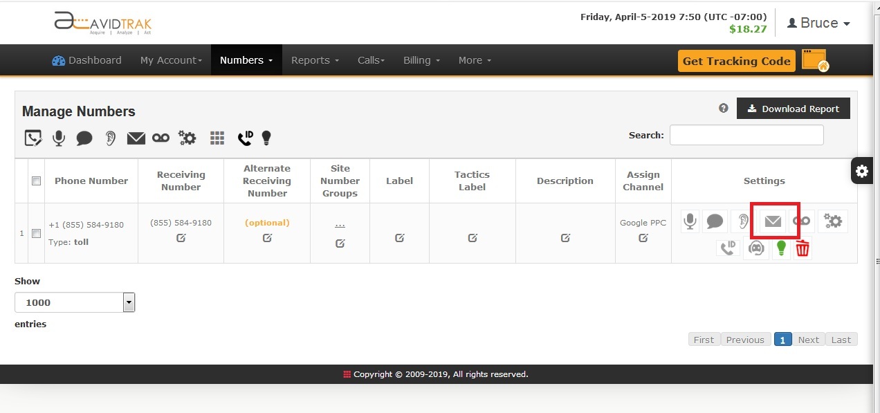 AvidTrak Static/Lite Number Emailing Call Recordings