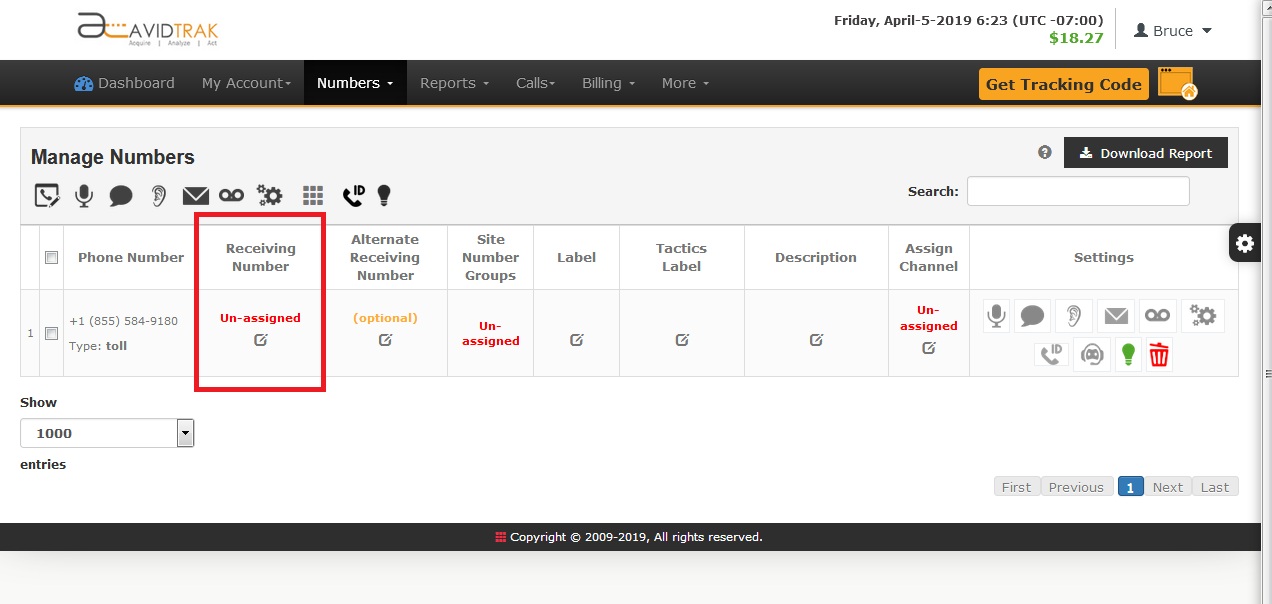 New Static Call Tracking Number Configuration before Use