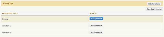 A/B Testing Screen